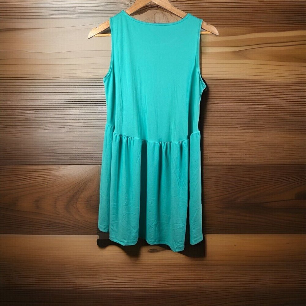 Zenana Women’s Size Small Sleeveless Baby Doll Top Buttery Soft Knit Turquoise - Picture 2 of 7